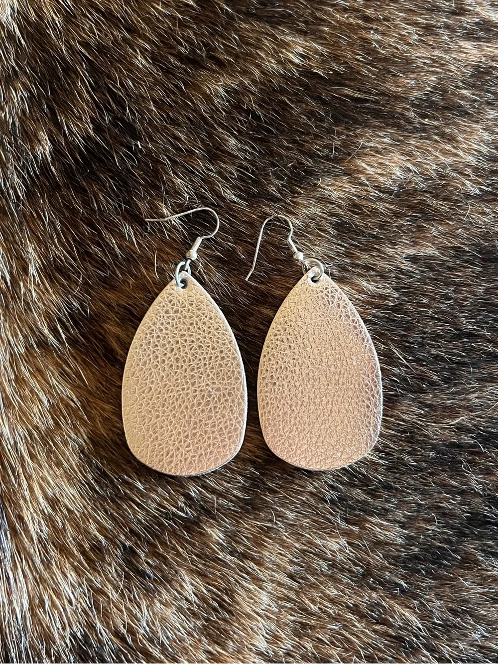 Leather Teardrop Dangle Earrings